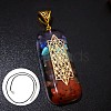 Natural & Synthetic Mixed Gemstone Rectangle Pendant Necklace DP0234-4-1