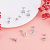 4 Pairs 4 Style Natural Quartz Crystal Round Ball Stud Earrings Set JE958A-4