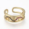 Brass Micro Pave Cubic Zirconia Cuff Rings RJEW-K232-11G-2