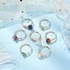 7Pcs 7 Styles Natural & Synthetic Gemstone Chip Finger Rings RJEW-JR00695-2