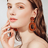 ANATTASOUL 4 Pairs 4 Colors Hollow Oval Acrylic Dangle Stud Earrings for Women EJEW-AN0004-36-5