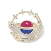 Rhinestone Planet with Star Brooch Pin JEWB-M027-01LG-02-1