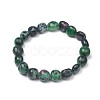 Natural Ruby in Zoisite Stretch Beaded Bracelets BJEW-K213-C07-1