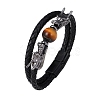 Black PU Leather Cord Braided Bracelets PW-WG503E5-02-5