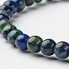 Natural Chrysocolla and Lapis Lazuli Round Bead Stretch Bracelets X-BJEW-L594-B04-2