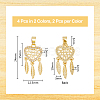 DICOSMETIC 4Pcs 2 Colors Brass Micro Pave Clear Cubic Zirconia Pendants KK-DC0003-38-2
