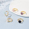 Natural Mixed Gemstone Adjustable Rings RJEW-JR00402-7