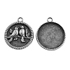 Tibetan Style Alloy Carved Birds Pendant Cabochon Bezel Settings TIBEP-M018-13AS-NF-1