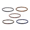 Natural Gemstone Column & Synthetic Hematite Stretch Bracelet BJEW-JB08458-1