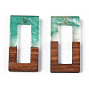 Transparent Resin & Walnut Wood Pendants RESI-N039-71-3