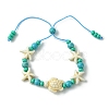 Turtle & Starfish Dyed Synthetic Turquoise Slider Bracelets BJEW-JB10279-01-1