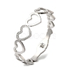 Titanium Steel Crystal Rhinestone Hollow Heart Hinged Bangles for Women BJEW-G719-19P-1