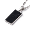 Brass The Star Rectangle Tarot Card Pendant Necklace with Cubic Zirconia NJEW-G095-07P-2