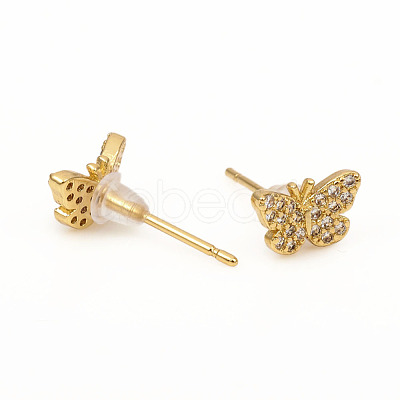 Brass Stud Earrings EJEW-L247-04G-1