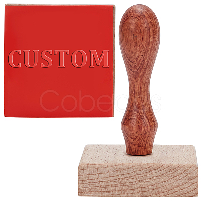 Square Rubber Stamp with Wood Handle DIY-WH0032-35B-1