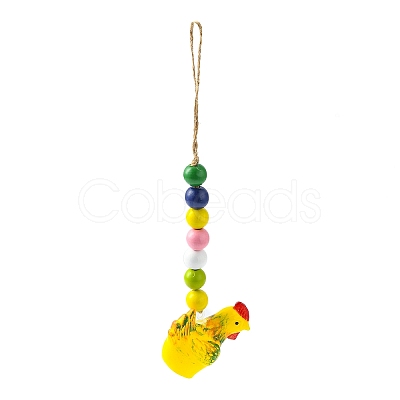 Easter Theme Plastic Rooster Pendant Decorations HJEW-TAC0013-14C-1