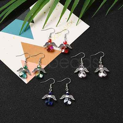 Electroplate Glass Dangle Earrings X-EJEW-JE04319-1