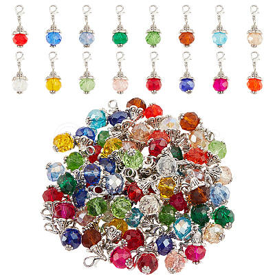 PANDAHALL ELITE Faceted Rondelle Glass Pendants Decorations HJEW-PH0001-71-1