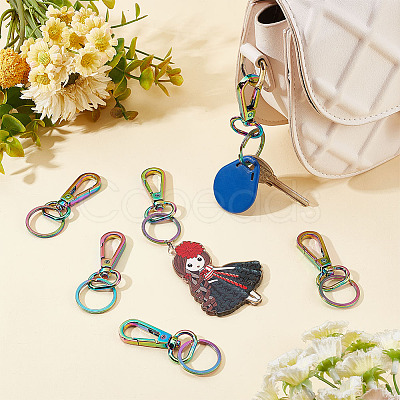 PandaHall Elite 10Pcs Rainbow Color Zinc Alloy Keychain Clasps FIND-PH0006-45-1