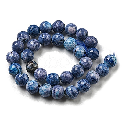 Faceted Natural Fire Crackle Agate Beads Strands G-F447-12mm-J07-1