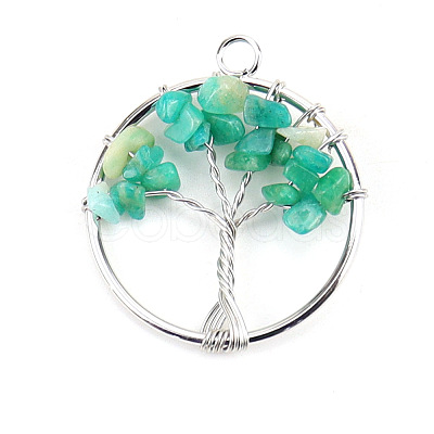 Natural Flower Amazonite Tree fo Life Pendants WG82707-04-1