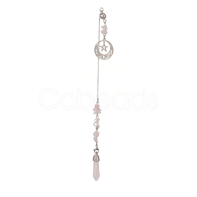 Natural Rose Quartz Pointed Dowsing Pendulums PALLOY-JF02009-05-1