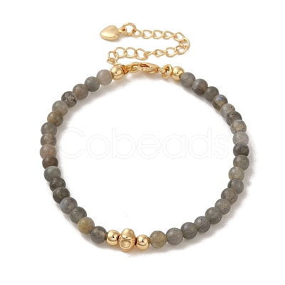 4mm Round Natural Labradorite Beaded Bracelets BJEW-P318-03G-04-1