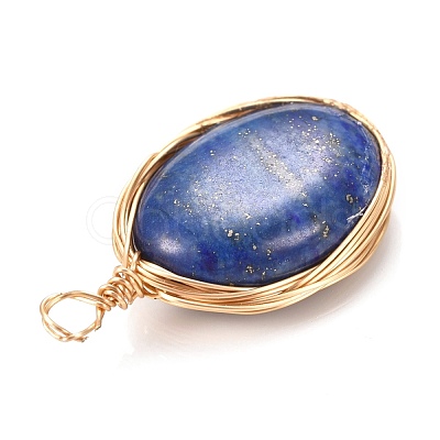 Natural Lapis Lazuli Pendants PALLOY-JF00467-04-1