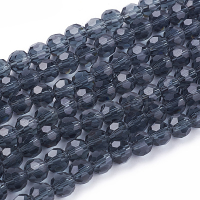 Faceted(32 Facets) Glass Round Beads Strands X-EGLA-J042-6mm-03-1