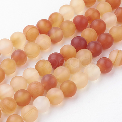 Natural Red Agate Bead Strands G-G735-64F-8mm-1