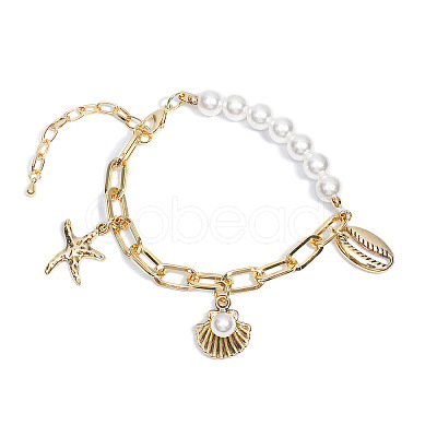 Beach starfish shell pendant imitation pearl bracelet BZ1485-1