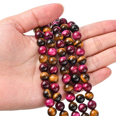 Natural Rose Tiger Eye and Yellow Tiger Eye Beads Strands X-G-G101-8mm-1-1