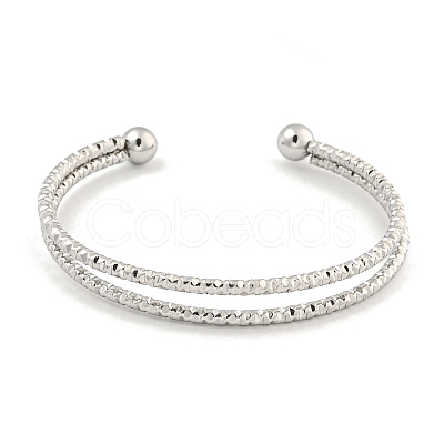 Non-Tarnish Textured 304 Stainless Steel Wrap Cuff Bangle for Women BJEW-P331-16P-1