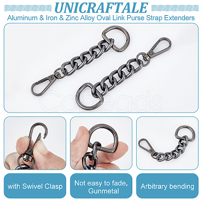 Unicraftale 2Pcs Aluminum & Iron & Zinc Alloy Oval Link Purse Strap Extenders FIND-UN0003-19B-1