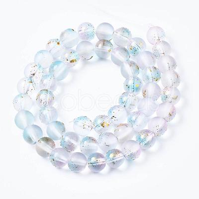 Frosted Spray Painted Glass Beads Strands GLAA-N035-03C-C07-1