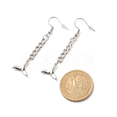 Tarnish Resistant Curb Chains with Charm Long Dangle Earrings EJEW-JE04963-1