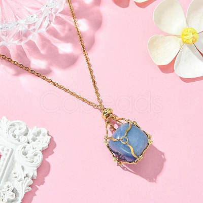 Crystal Cage Holder Necklace NJEW-JN04606-02-1