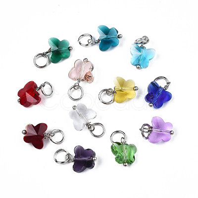 Faceted Transparent Glass Charms GLAA-T024-06-1