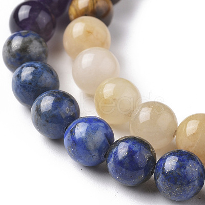 Chakra Theme Natural Red Rainbow Jasper & Yellow Aventurine & Tiger Eye & Green Aventurine & Blue Spot Stone & Lapis Lazuli & Amethyst Beads Strands G-F668-23-8mm-1