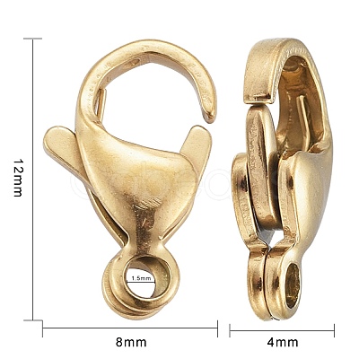 Ion Plating(IP) 304 Stainless Steel Lobster Claw Clasps X-STAS-H353-E-02G-1