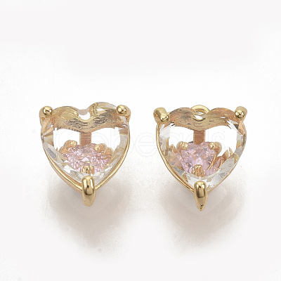 Brass Cubic Zirconia Charms KK-T050-06G-03-NF-1