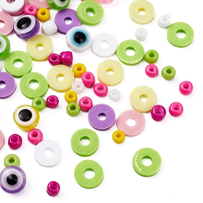 Glass Seed & Polymer Clay & Evil Eye Beads Kit for DIY Bracelet Making DIY-YW0004-63-1