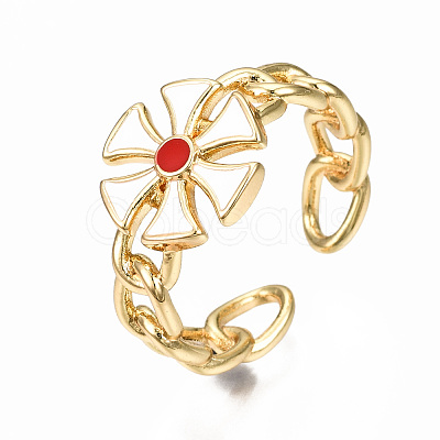 Brass Enamel Cuff Rings RJEW-N035-008-NF-1