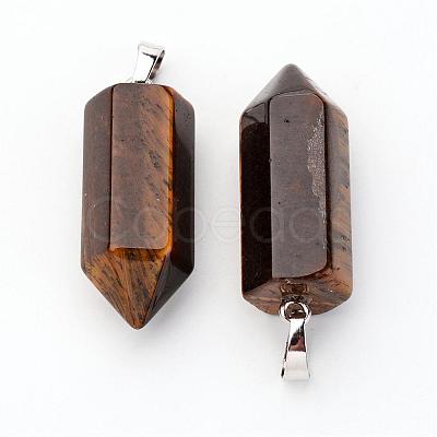 Brass Natural Tiger Eye Pendants G-O160-03F-1