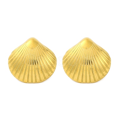 Ion Plating(IP) 304 Stainless Steel Shell Shape Stud Earrings EJEW-D281-05G-1