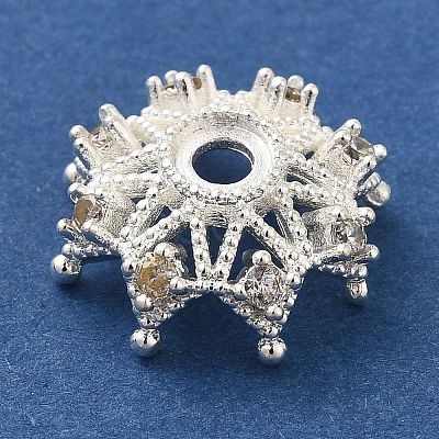 Brass Micro Pave Clear Cubic Zirconia Bead Caps KK-C072-01B-S-1