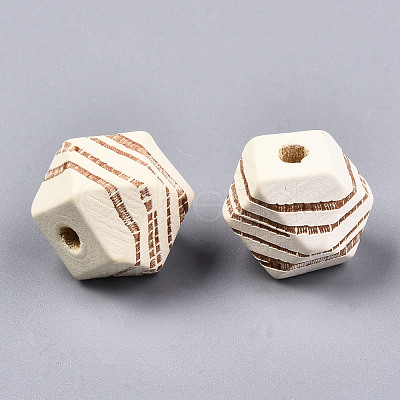 Painted Natural Wood Beads WOOD-T021-52B-12-1