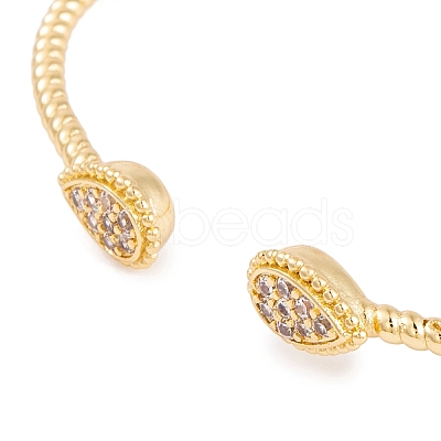 Rack Plating Brass Pave Clear Cubic Zirconia Teardrop Open Cuff Bangles BJEW-S148-03G-1