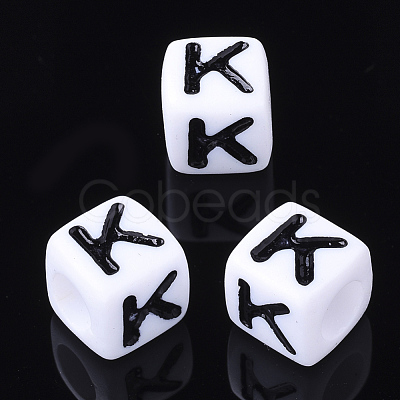 Acrylic Horizontal Hole Letter Beads X-PL37C9129-K-1