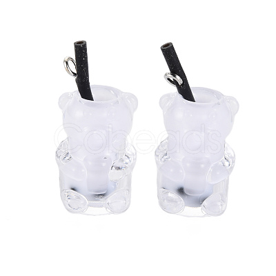 Imitation Bubble Tea/Boba Milk Tea Opaque Resin Pendants RESI-T052-03E-1